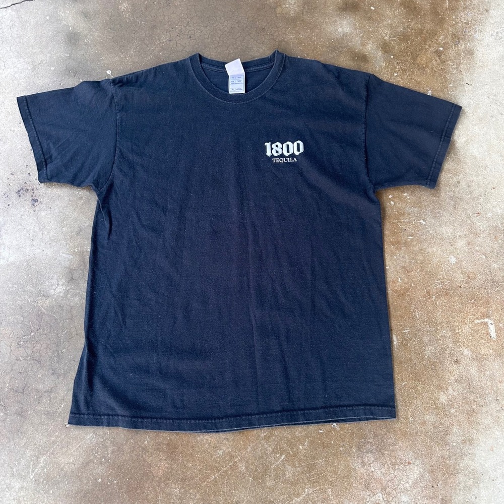 Fruit of the Loom T-Shirt Mens XL Black Excellent 1800 Tequila Graphic Tee